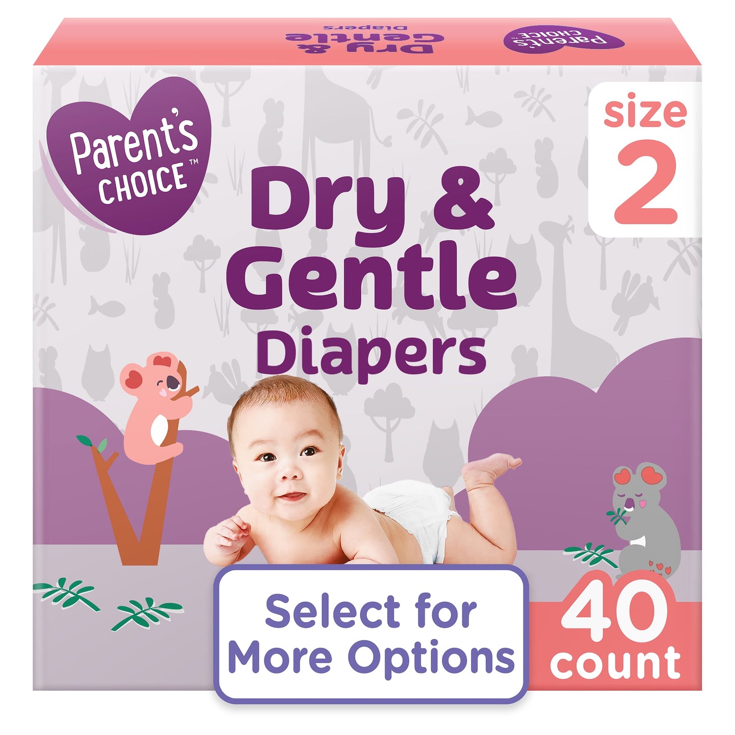 (2 Pack) Parent'S Choice Dry & Gentle Diapers Size 2, 40 Count (Select for More Options)