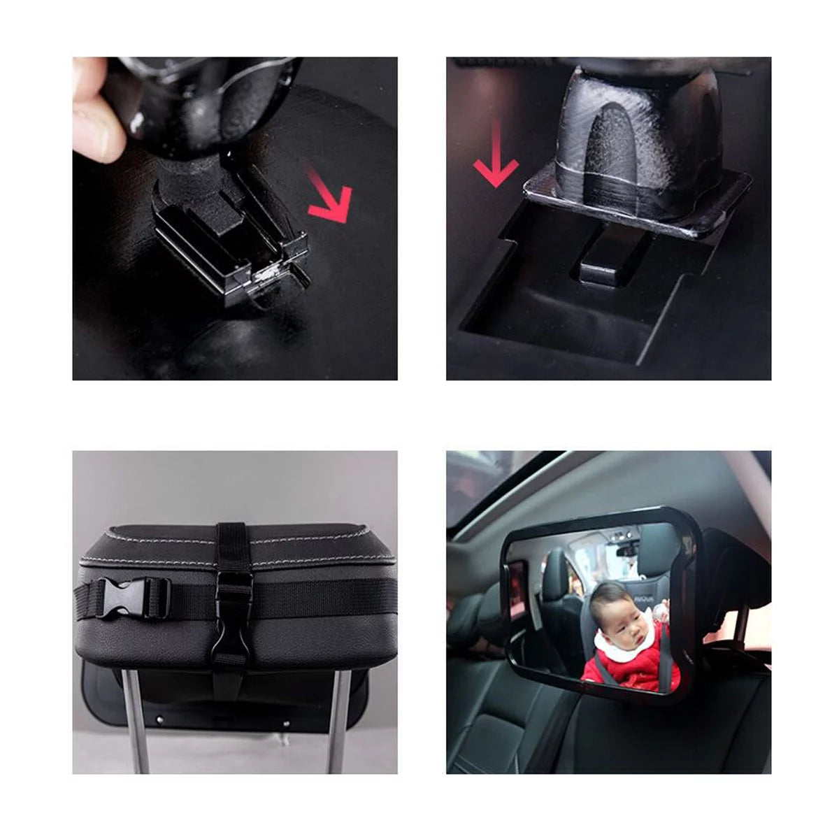Baby Car Mirror with Wide Clear View, Shatterproof Car Seat Mirror for Infant Newborn Baby Kids in Rear Facing Backseat, Black