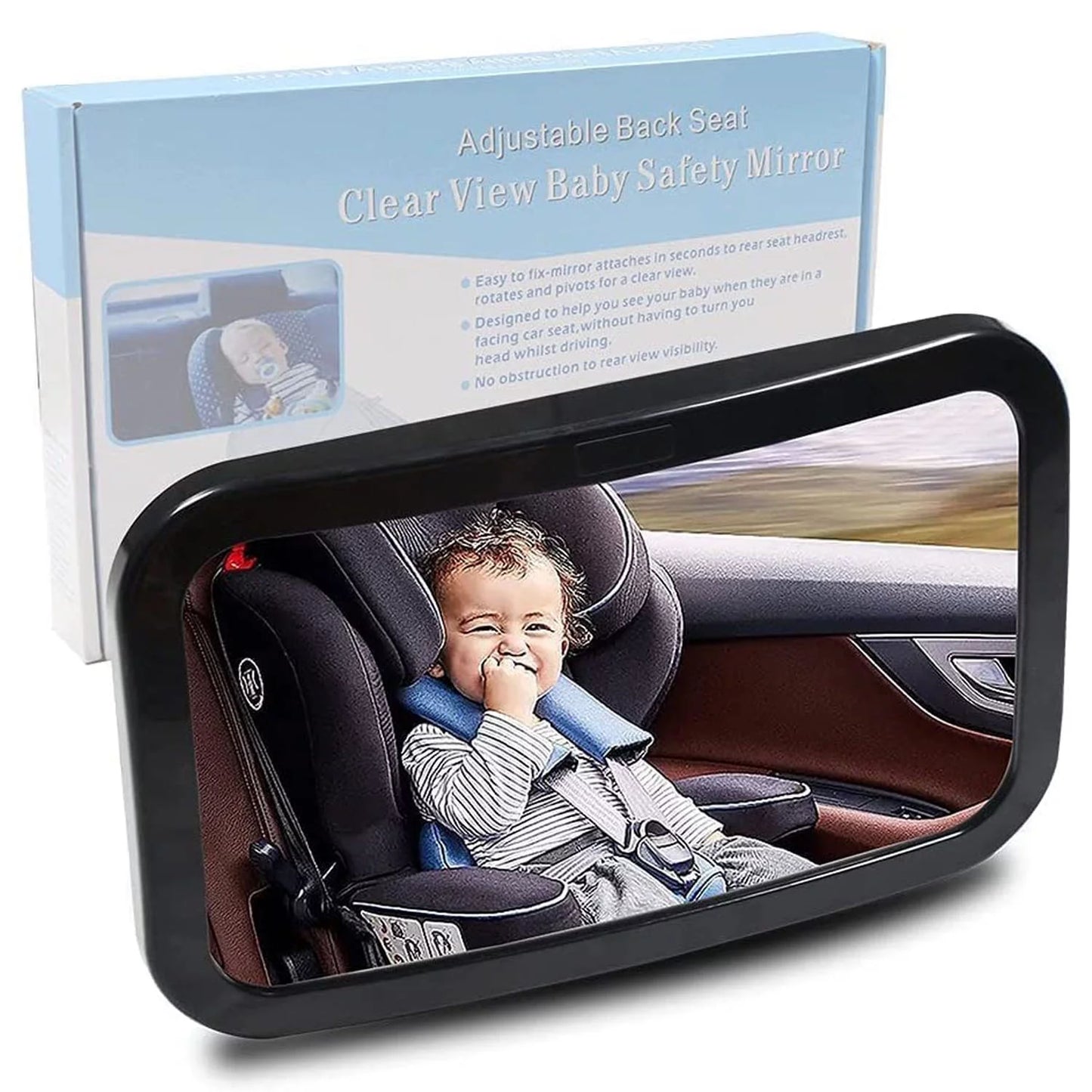 Baby Car Mirror with Wide Clear View, Shatterproof Car Seat Mirror for Infant Newborn Baby Kids in Rear Facing Backseat, Black