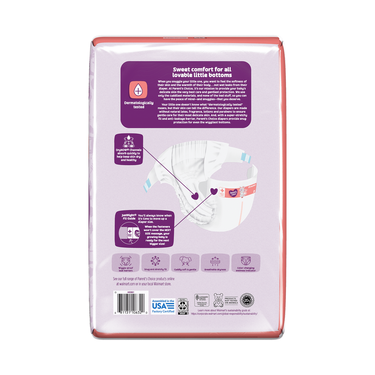 (2 Pack) Parent'S Choice Dry & Gentle Diapers Size 2, 40 Count (Select for More Options)