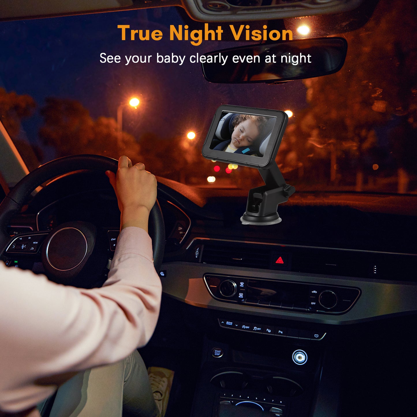 Baby Car Monitor, 1080P High Definition Monitor Camera for Baby Rear Facing Seat 5 Inch Car Seat Mirror Display 150° Wide View Night Vision Baby Car Mirror Camera Easy Installation, Black