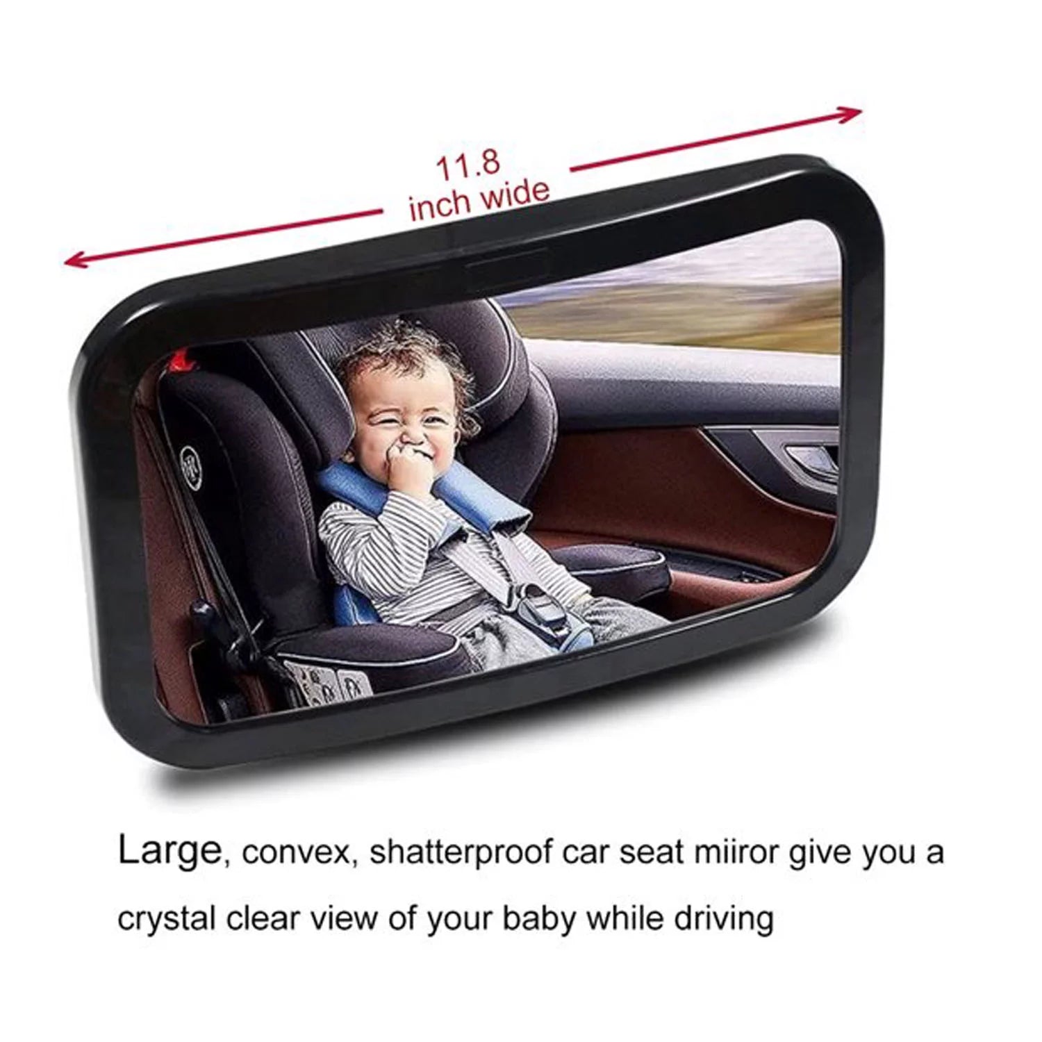 Baby Car Mirror with Wide Clear View, Shatterproof Car Seat Mirror for Infant Newborn Baby Kids in Rear Facing Backseat, Black