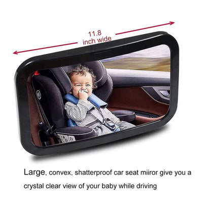 Baby Car Mirror with Wide Clear View, Shatterproof Car Seat Mirror for Infant Newborn Baby Kids in Rear Facing Backseat, Black