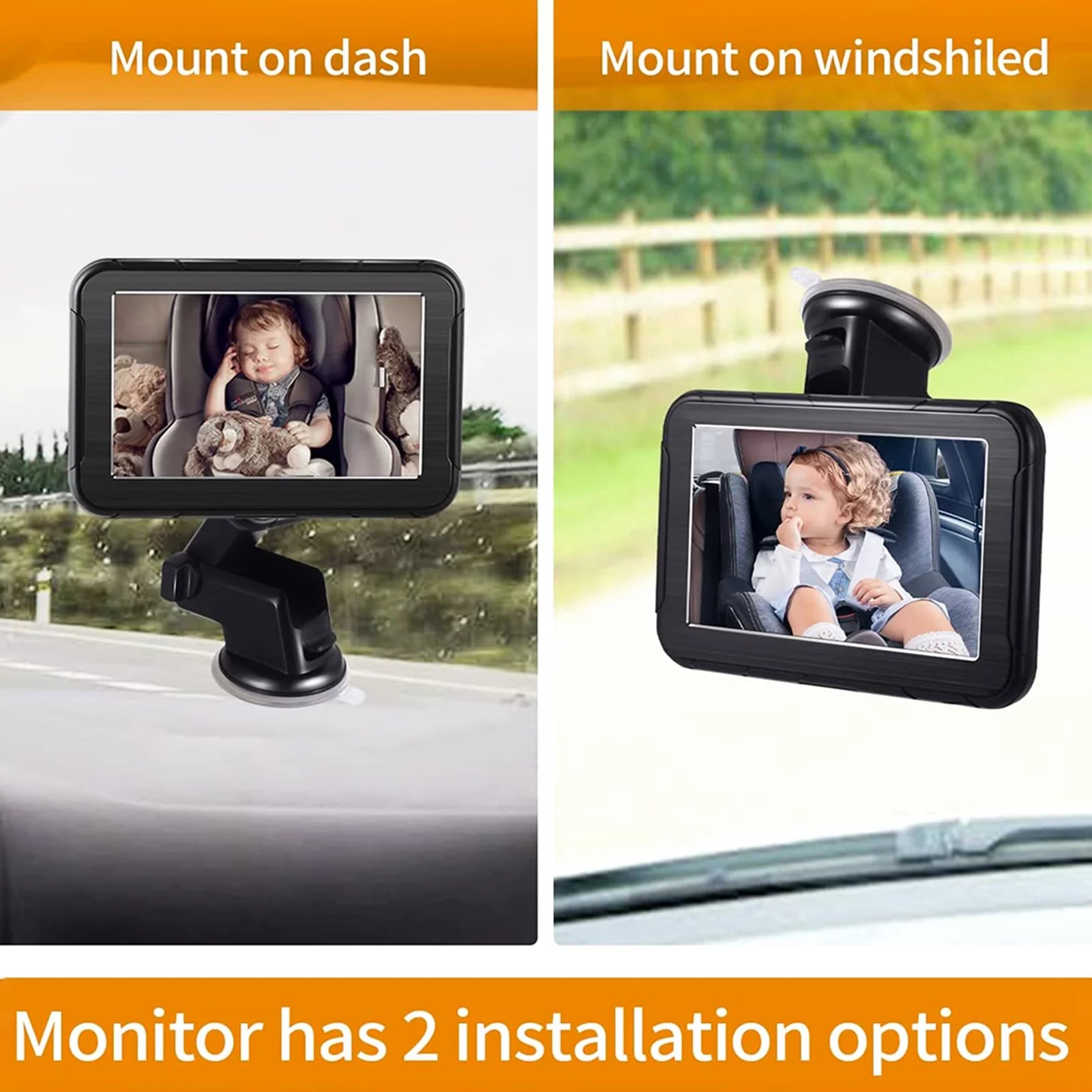 Baby Car Monitor, 1080P High Definition Monitor Camera for Baby Rear Facing Seat 5 Inch Car Seat Mirror Display 150° Wide View Night Vision Baby Car Mirror Camera Easy Installation, Black