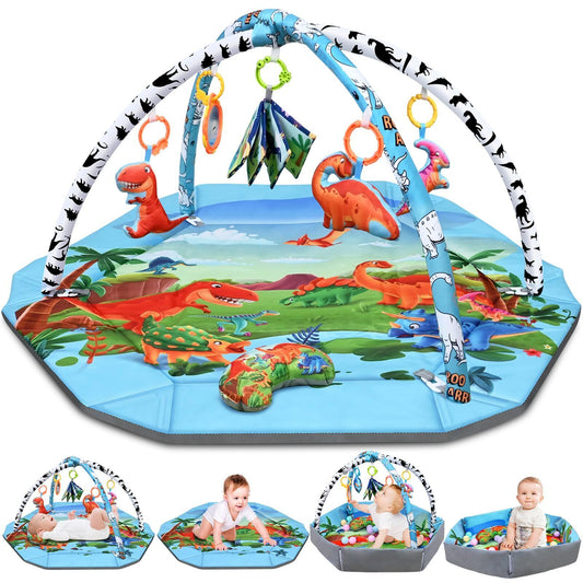 Baby Play Gym Mat 26-In-1 Tummy Time Mat Dinosaur Baby Play Mat Activity Gym ...
