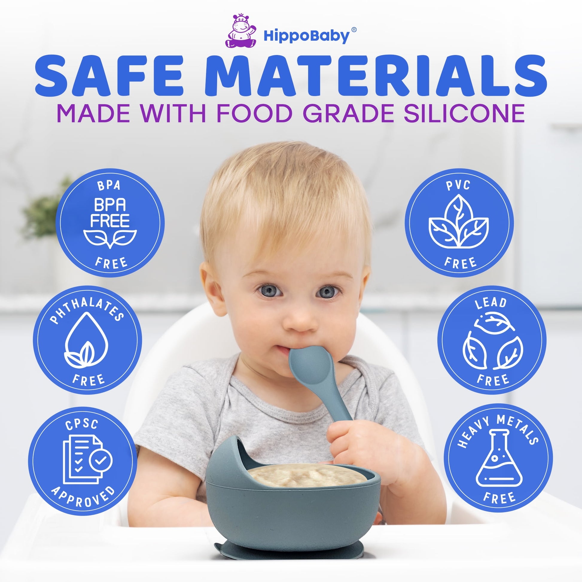 Baby Led Weaning Supplies | 10 Piece Silicone Feeding Set | Baby Toddler Bib Cup Divided Plate and Bowl Self Feeding Spoons Dish Set | Toddler Feeding Supplies (Sky)