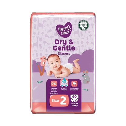 (2 Pack) Parent'S Choice Dry & Gentle Diapers Size 2, 40 Count (Select for More Options)