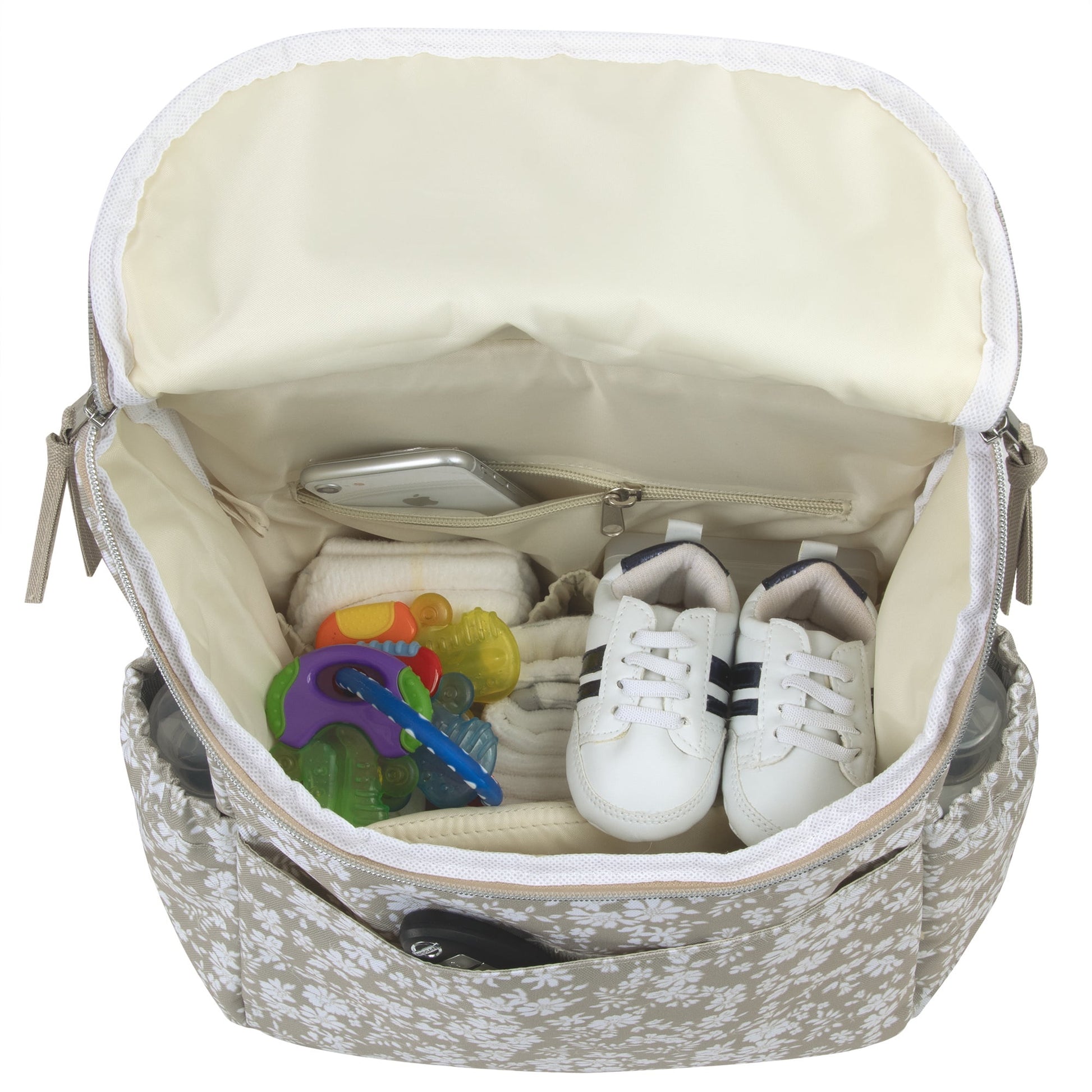 2 Piece Baby Diaper Backpack with Stroller Straps and Matching Changing Pad in Dusty Floral