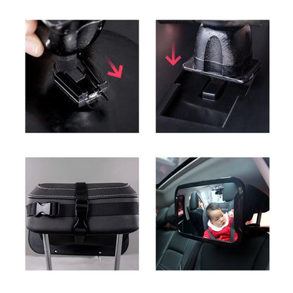 Baby Car Mirror with Wide Clear View, Shatterproof Car Seat Mirror for Infant Newborn Baby Kids in Rear Facing Backseat, Black