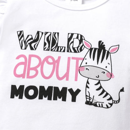 Baby Girl Clothes Set Ruffle Sleeve Zebra Bodysuit and Shorts Newborn Gift 9-12 Months