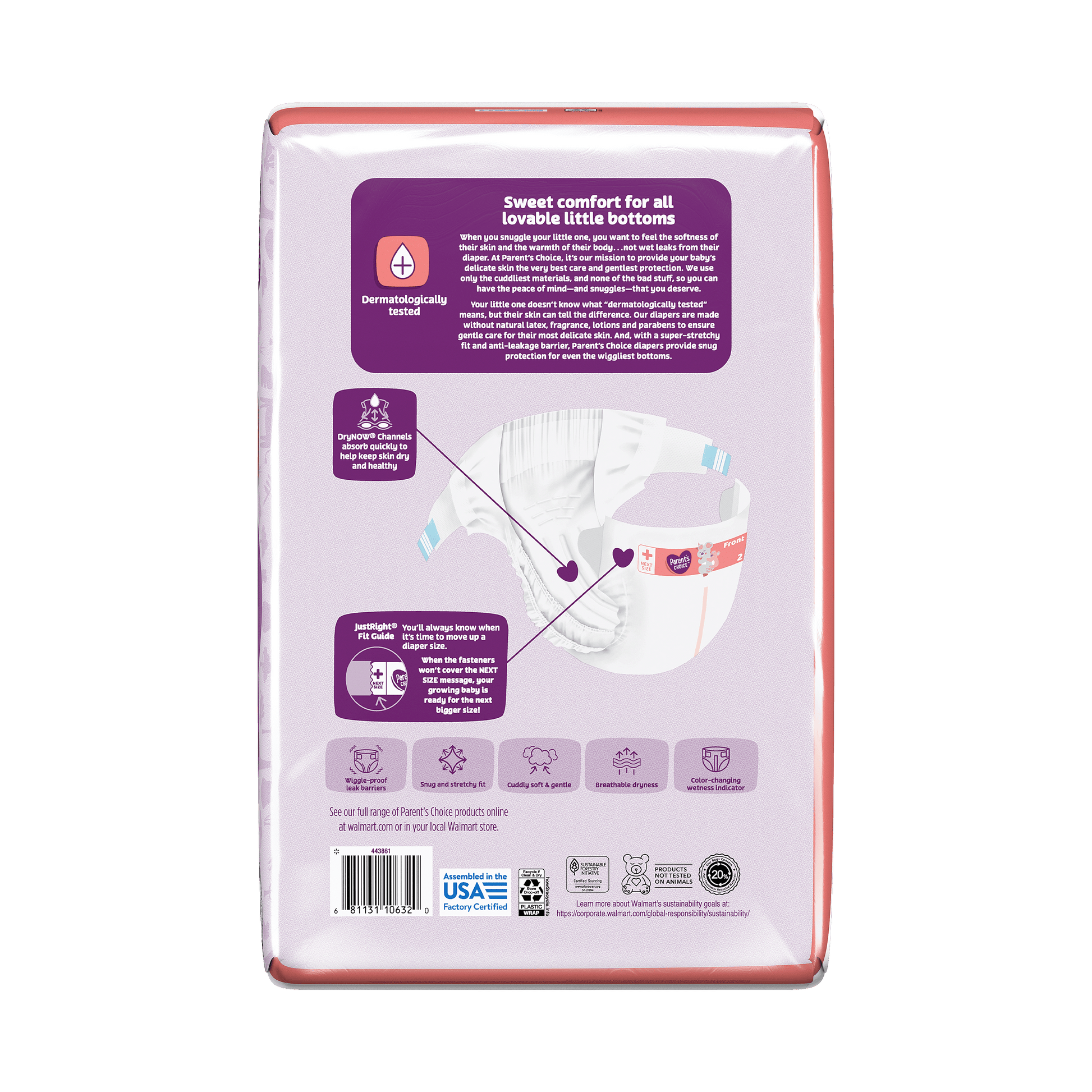 (2 Pack) Parent'S Choice Dry & Gentle Diapers Size 2, 40 Count (Select for More Options)