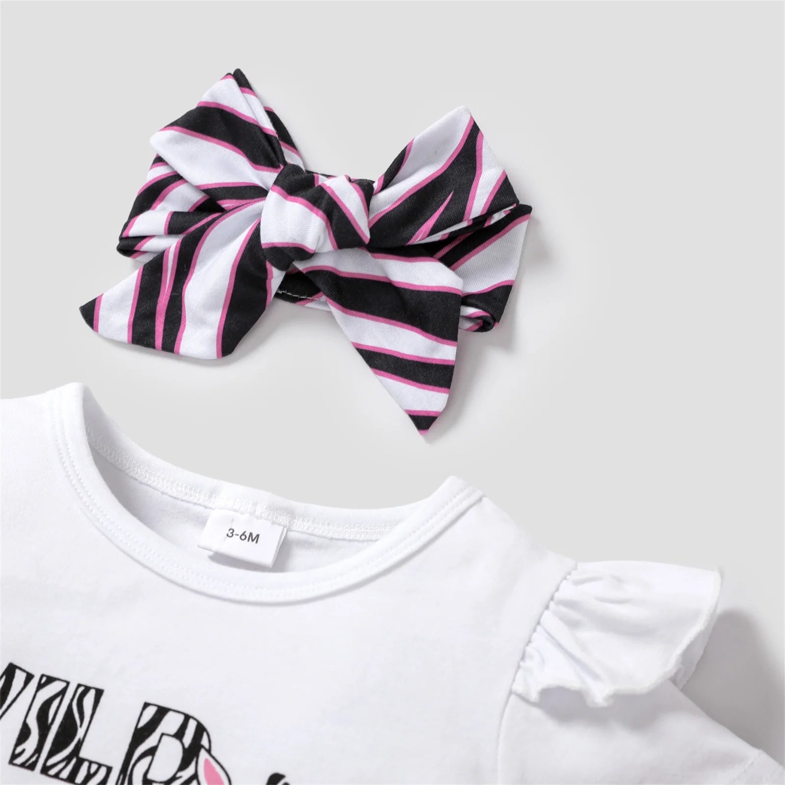 Baby Girl Clothes Set Ruffle Sleeve Zebra Bodysuit and Shorts Newborn Gift 9-12 Months