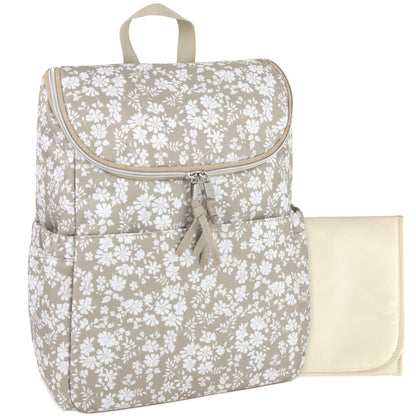 2 Piece Baby Diaper Backpack with Stroller Straps and Matching Changing Pad in Dusty Floral