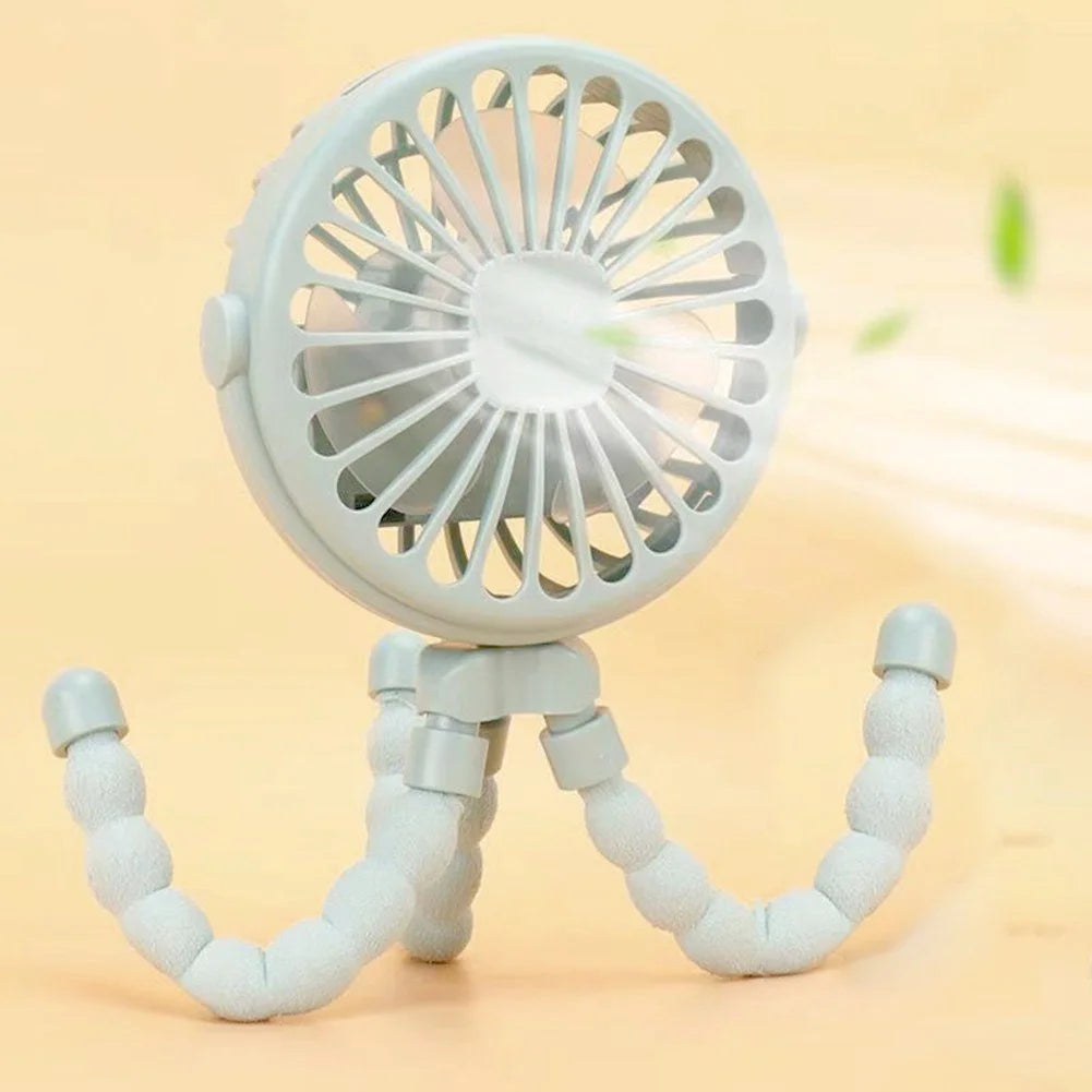 Mini Handheld Stroller Fan, Personal Portable Baby Car Seat Fan with Flexible Tripod Fix on Stroller,Usb Rechargeable Desk Fan Adjustable 3 Speeds for Camping