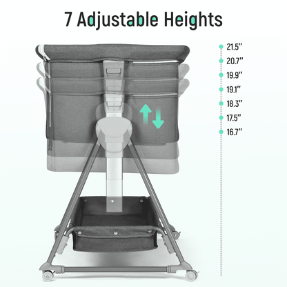 Bassinet with Mattress Large Volume Mobile with Storage Bedside Sleeper for Infant Baby Gray