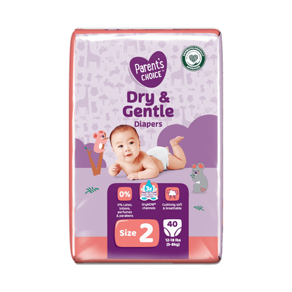 (2 Pack) Parent'S Choice Dry & Gentle Diapers Size 2, 40 Count (Select for More Options)