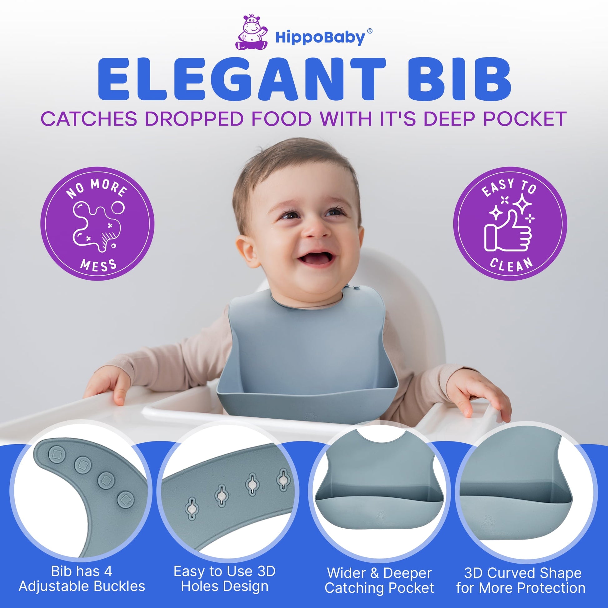 Baby Led Weaning Supplies | 10 Piece Silicone Feeding Set | Baby Toddler Bib Cup Divided Plate and Bowl Self Feeding Spoons Dish Set | Toddler Feeding Supplies (Sky)