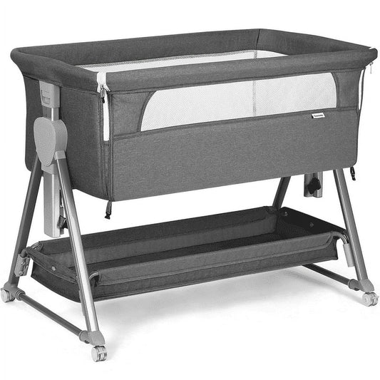 Bassinet with Mattress Large Volume Mobile with Storage Bedside Sleeper for Infant Baby Gray