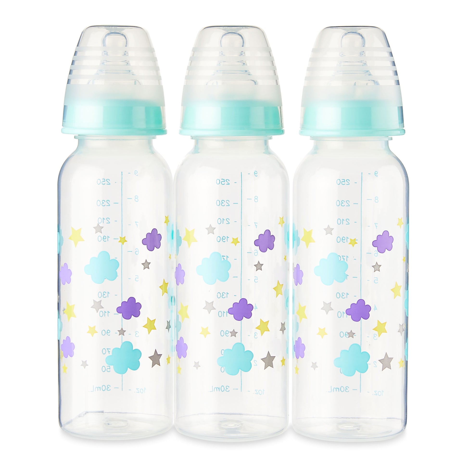 Bottle, 3 Pack, 9 Fl Oz, Newborns, Unisex, Cloud Print