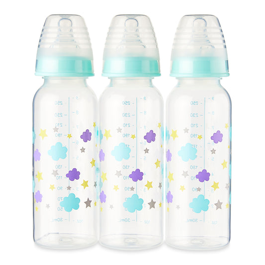 Bottle, 3 Pack, 9 Fl Oz, Newborns, Unisex, Cloud Print