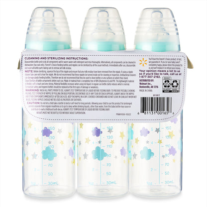Bottle, 3 Pack, 9 Fl Oz, Newborns, Unisex, Cloud Print