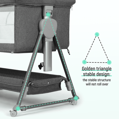 Bassinet with Mattress Large Volume Mobile with Storage Bedside Sleeper for Infant Baby Gray